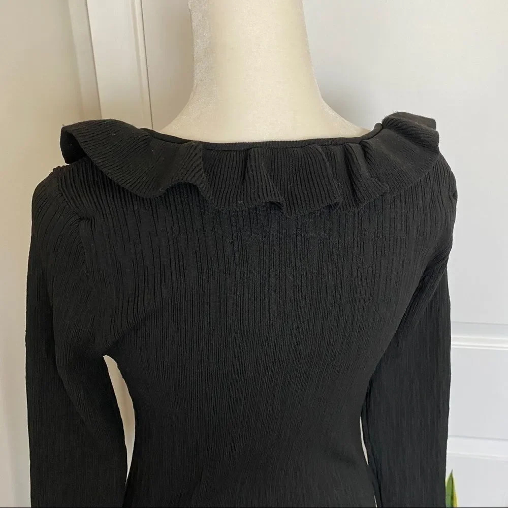 NWT Current Air Ribbed Ruffle V-Neck Sweater - Picture 12 of 12